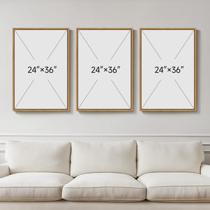 Large Framed Neutral Mountain Forest Landscape Autumn Scenic Wall Art for Living Room Set of 3