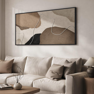 Extra Large Neutral Brown Beige Modern Minimalist Abstract Wall Art for Living Room