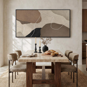 Extra Large Neutral Brown Beige Modern Minimalist Abstract Wall Art for Living Room