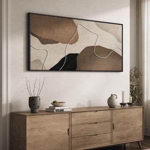 Extra Large Neutral Brown Beige Modern Minimalist Abstract Wall Art for Living Room