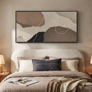 Extra Large Neutral Brown Beige Modern Minimalist Abstract Wall Art for Living Room