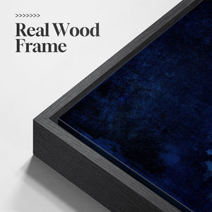 Large Framed Navy Blue Contemporary  Minimalist Abstract Vertical Wall Art for Hallway