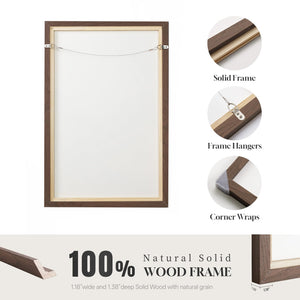 Large Framed Vintage Forest Rustic Farmhouse Landscape Vertical Wall Art for Living Room
