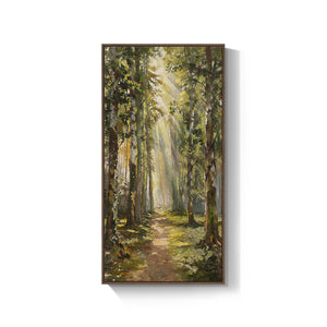 Large Framed Vintage Forest Rustic Farmhouse Landscape Vertical Wall Art for Living Room