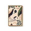 Framed Boho Mid Century Modern Neutral Abstract Tropical Botanical Vertical Wall Art for Living Room
