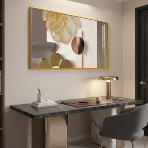 Extra Large Framed Modern Luxury Gold Wall Art for Living Room