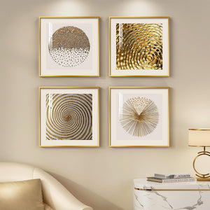 Framed Luxury Gold Modern Minimalist Abstract Geometric Wall Art Prints Set of 4 for Living Room