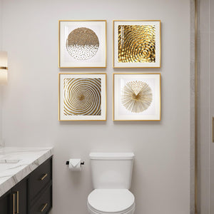 Framed Luxury Gold Modern Minimalist Abstract Geometric Wall Art Prints Set of 4 for Living Room