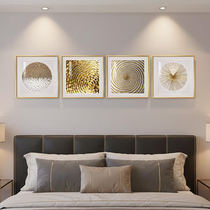 Framed Luxury Gold Modern Minimalist Abstract Geometric Wall Art Prints Set of 4 for Living Room