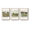 Framed Christian Bible Verse Neutral Vintage Landscape Canvas Wall Art for Living Room Set of 3