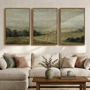 Large Framed Retro Farmhouse Rustic Vintage Landscape Wall Art for Living Room Set of 3