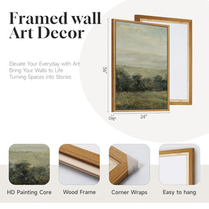 Large Framed Retro Farmhouse Rustic Vintage Landscape Wall Art for Living Room Set of 3