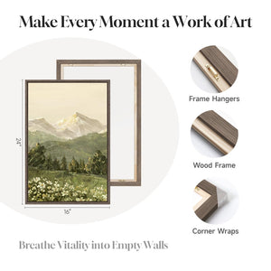 Extra Large Framed Green Nature Mountain Forest Landscape Wall Art for Living Room Set of 3