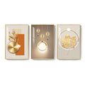 Framed Modern Luxury Gold Large Wall Art for Living Room Set of 3