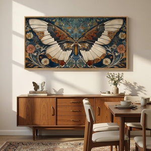 Extra Large Framed Retro Vintage Rustic Butterfly Wall Art for Living Room