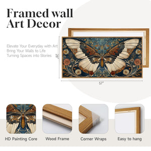 Extra Large Framed Retro Vintage Rustic Butterfly Wall Art for Living Room