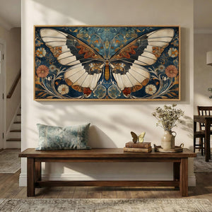 Extra Large Framed Retro Vintage Rustic Butterfly Wall Art for Living Room