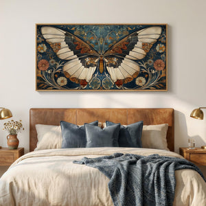 Extra Large Framed Retro Vintage Rustic Butterfly Wall Art for Living Room