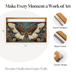 Extra Large Framed Retro Vintage Rustic Butterfly Wall Art for Living Room