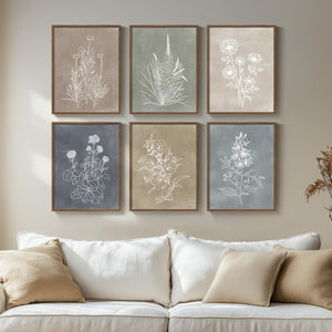 Framed Neutral Boho Botanical Modern Farmhouse Vintage Floral Wall Art for Living Room Set of 6