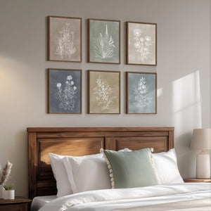 Framed Neutral Boho Botanical Modern Farmhouse Vintage Floral Wall Art for Living Room Set of 6
