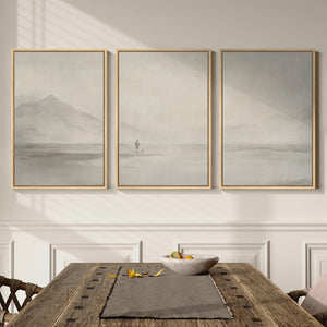 Framed Christian Jesus Leaves the 99 Sheep Neutral Beige Minimalist Canvas Wall Art Prints Set of 3