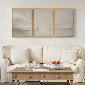 Framed Christian Jesus Leaves the 99 Sheep Neutral Beige Minimalist Canvas Wall Art Prints Set of 3