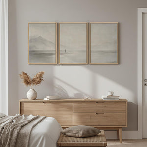 Framed Christian Jesus Leaves the 99 Sheep Neutral Beige Minimalist Canvas Wall Art Prints Set of 3
