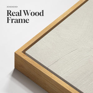 Large Teak Framed Modern Neutral Abstract Farmhouse Forest Landscape Wall Art for Living Room Set of 3