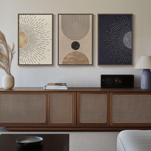 Large Framed Boho Neutral  Modern Minimalist Abstract Wall Art for Living Room Set of 3