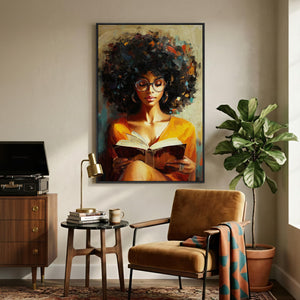 Framed Colorful African American Black Girl Portrait  Modern Wall Art for Living Room