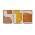 Large Framed Minimalist Abstract Boho Earth tone Orange Yellow Neutral Geometric Wall Art for Bedroom Set of 3