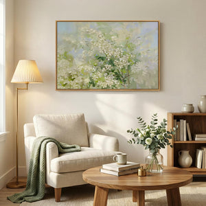 Framed Sage Green Floral Botanical Wall Art Abstract Greenery Canvas Prints for Living Room