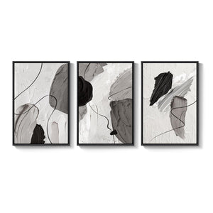 Large Framed Modern Minimalist Black White Gray Abstract Wall Art for Living Room Set of 3