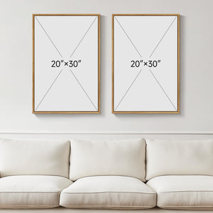 Framed Boho Mid Century Modern Desert Landscape Abstract Wall Art Bedroom Set of 2