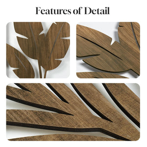 Framed Boho Cutout Carved Wood Wall Art Wooden Bohemian Botanical Decor for Living Room Set of 3