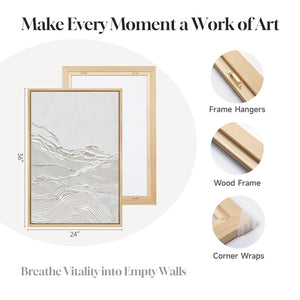 Framed 2D Print White Modern Abstract Wall Art Minimalist Wall Decor for Living Room Set of 2