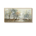 Large Framed Modern Neutral Abstract Nature Landscape Wall Art Rustic Farmhouse Painting for Living Room