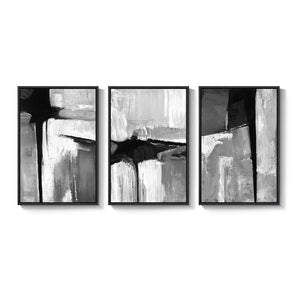 Large Framed Black and White Gray Abstract Wall Art