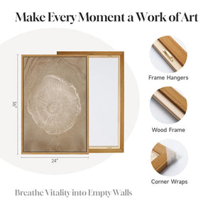 3 Piece Large Framed Neutral Modern Rustic Farmhouse Tree Ring Wall Art for Living Room